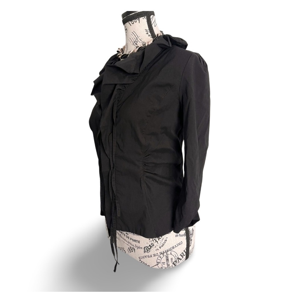 Y2K Bai Amour Black Ruffle Collar Open Cardigan Size Small - Picture 6 of 8